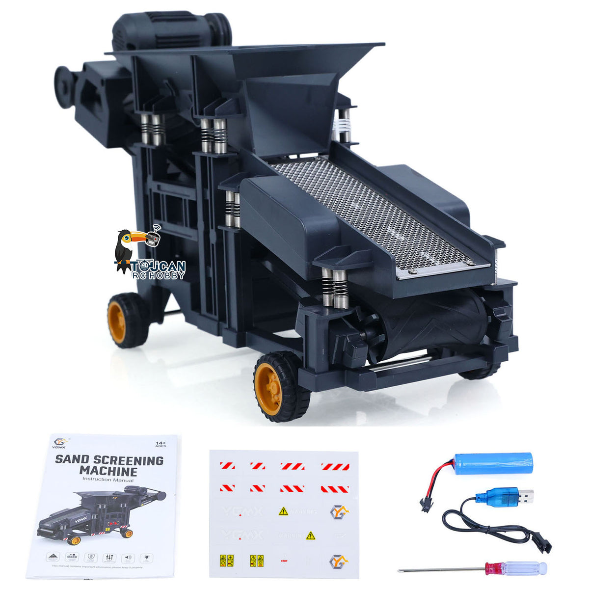 TOUCAN RC HOBBY RTR 1/50 Electric Remote Control Vibrating Sand Sieve Machine RC Construction Vehicle Finished Model Battery USB Charging Cable