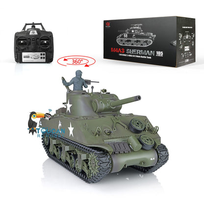 TOUCAN RC HOBBY Henglong 1/16 2.4G TK7.0 Plastic USA M4A3 Sherman 3898 RTR RC Tank 360 Degrees Turret Infrared Combat BB Smoke Metal Barrel