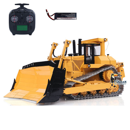 1:14 Metal Remote Control Hydraulic Bulldozer JDM-98 Ultra RC Heavy Machine Model Light System Flysky ST8 Radio Sound Battery