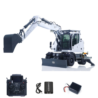 CUTModel LR914 1/14 Metal RC Hydraulic Wheel Excavator RTR 3 Arms 8-Way Valve Digger
