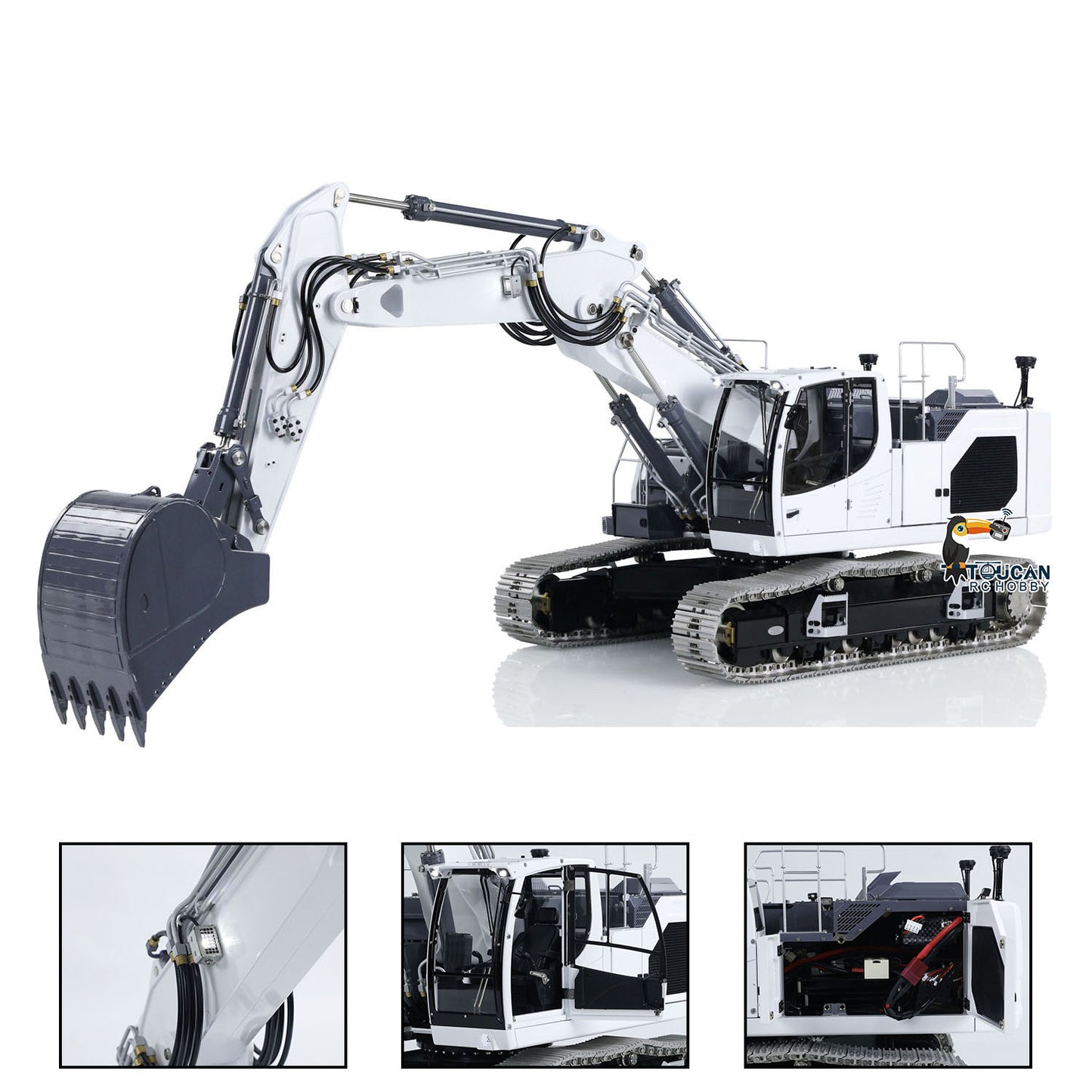 LESU Aoue LR945 1/14 Metal RC Hydraulic Excavator B0017 KIT/PNP CNC 7CH Valve 3-arm Digger LED Lights Electronic Display for Professional Construction Truck Model Collectors DIY