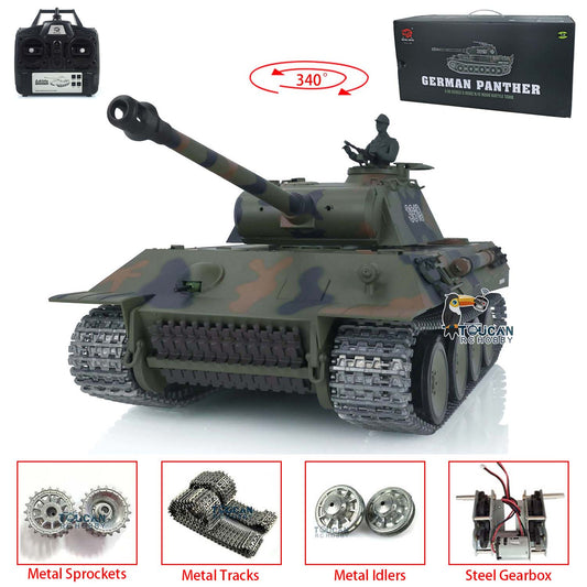 US Stock 2.4G Henglong 1/16 7.0 3819 German Panther RTR RC Tank Radio Controlled Model W/ Sprocket Idler Wheels Infrared Receiver