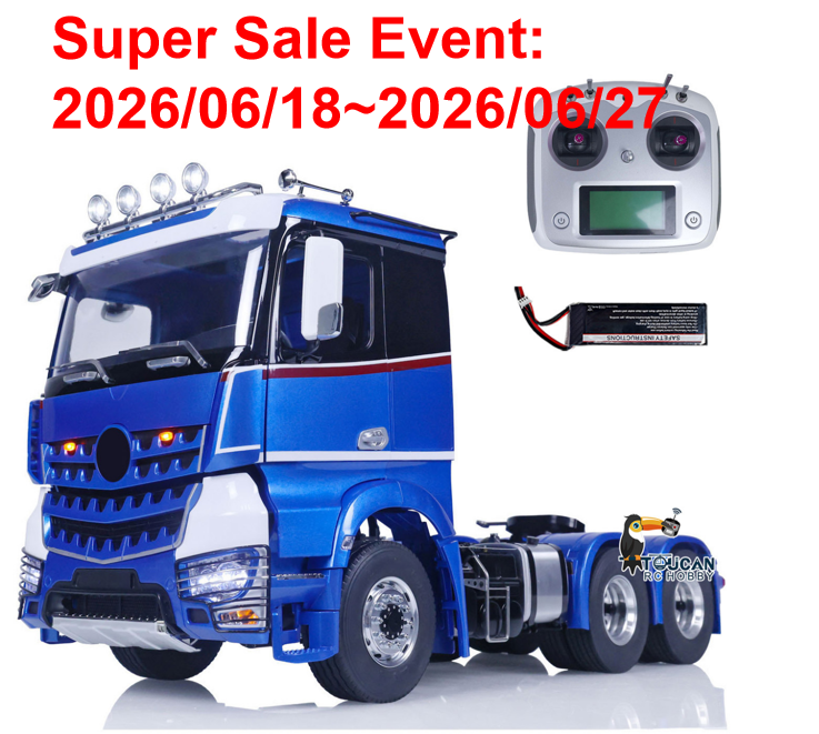 Flash Sale TOUCAN 1/14 6x6 RC Tractor Truck I6S Alloy Remote Control Lorry Car Model 2-Speed Sounds Lights