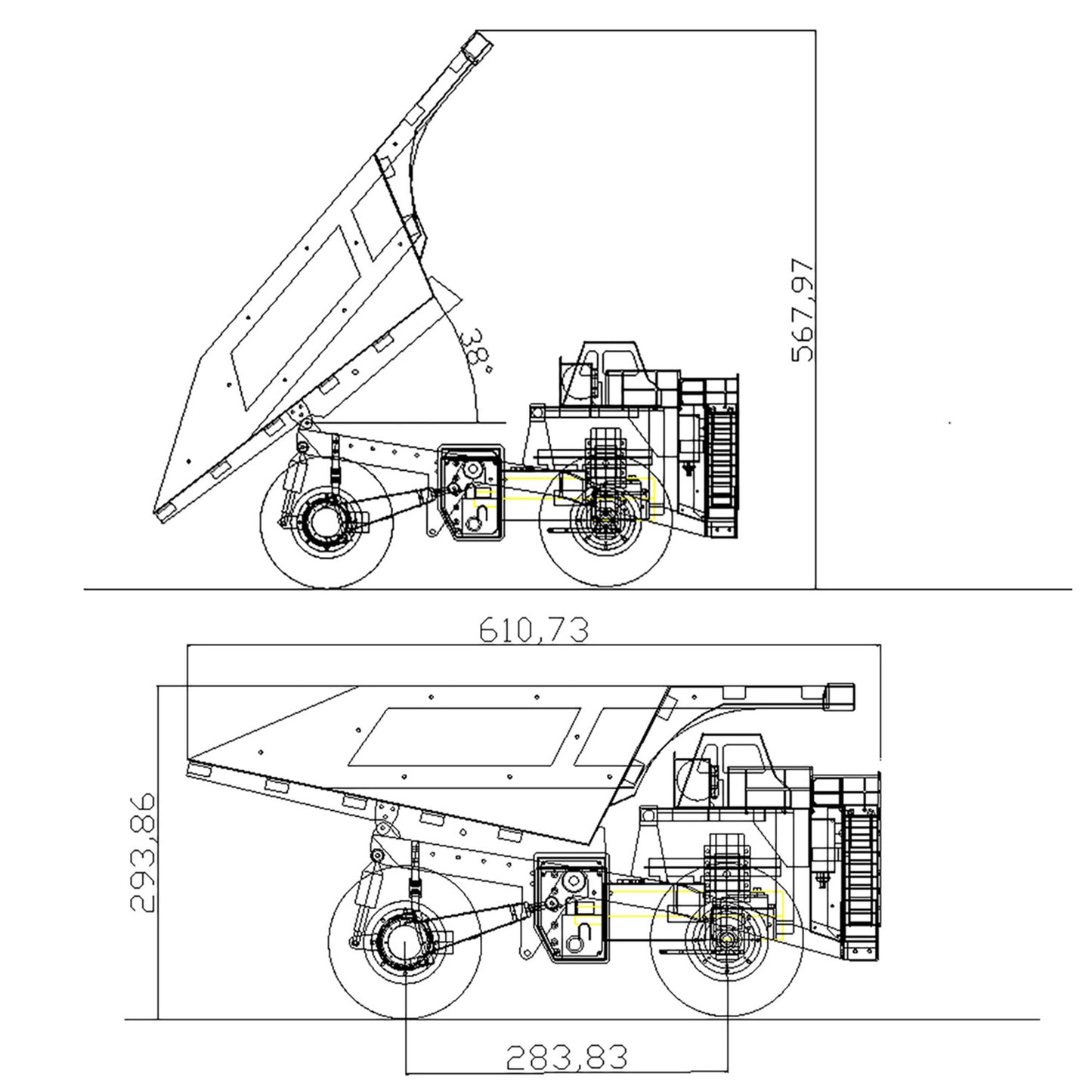 Toucanhobby 793D 1/20 Metal Hydraulic Dump Truck Model 2Speed Transmission 4 Wheel Spring Suspension Lights 21KG Heavyweight No Sound System