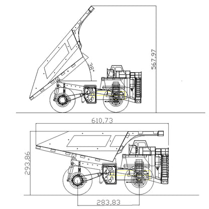 Toucanhobby 793D 1/20 Metal Hydraulic Dump Truck Model 2Speed Transmission 4 Wheel Spring Suspension Lights 21KG Heavyweight No Sound System