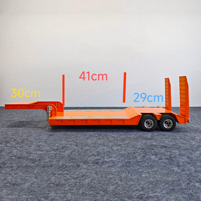 2 Axles Metal Lowboy Semi Trailer Spring Support Legs Tail Plate for 1/14 DIY Tamiya Remote Control Tractor Truck No Light