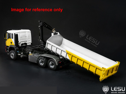 LIMITED-TIME SALE IN Stock LESU Z0102 1/14 Hydraulic RC Roll On Off Dump Truck 6x6 Folding Hooklift Carrier with 5CH Valve 3 Speed Gearbox Differential Lock Sound Light