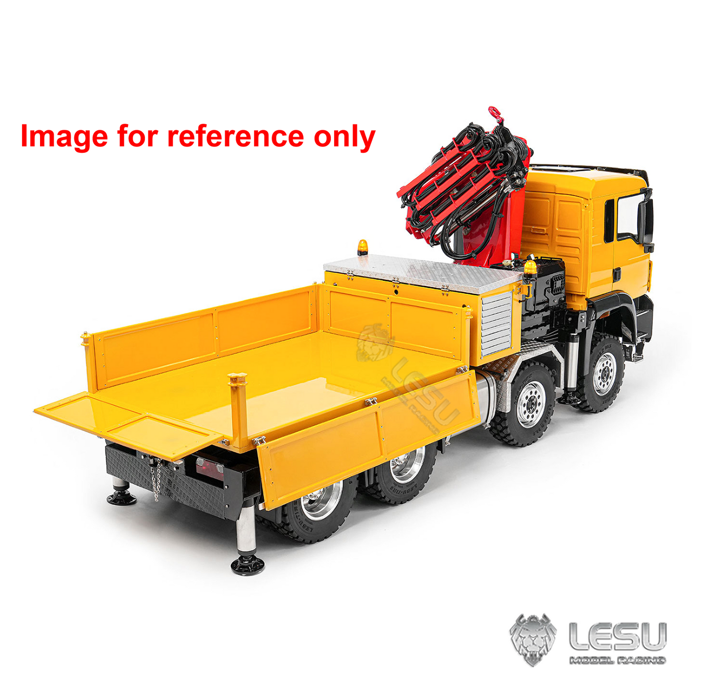 LESU Z0082 1/14 Metal 8X8 RC Hydraulic Crane Truck 3 Speed Remote Control Lorry Model 7CH Valves 6 Outriggers Light Sound Axle Diff Lock