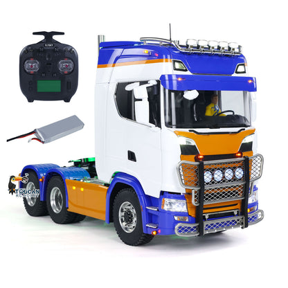 Metal 6x6 1/14 Scale Remote Control Tractor RC Truck 2-speed Gearbox ST8 Radio Sound Light