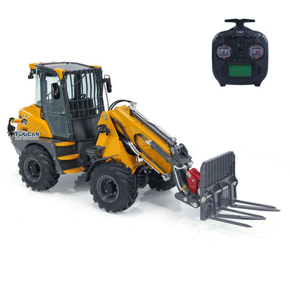 LESU AOUE AT1050 1/14 Metal 4X4 RC Hydraulic Telescopic Arm Loader Sound Light System Fork Bucket for Construction Vehicle Enthusiast