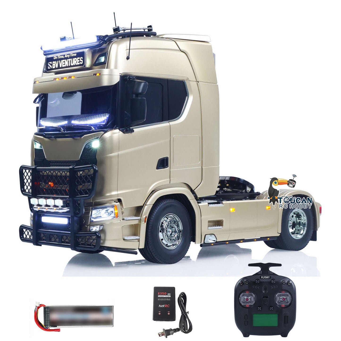 In Stock Plastic 1/14 RC Tractor Truck 56379 Remote Control Construction Vehicle Customized by Toucanhobby 4X2 TAMIYA Chassis 3Speed Gearbox Flowing Water Light Smoke Unit ST8 Radio RTR