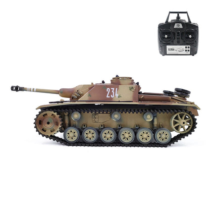 Plastic Henglong 1/16 7.0 Mainboard German Stug III RTR RC Tank Model 3868 BB IR Steel Gearbox 1800MAH Battery Radio Sound Light