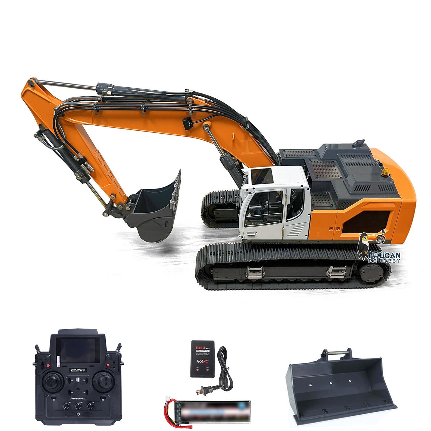 XDRC 1/14 Hydraulic RC Excavator 945 Painted Assembled Digger Upgraded 5CH Valve W/ PL18EV Radio Light Sound System
