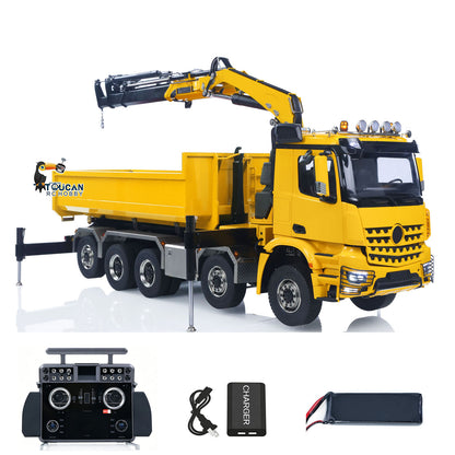TOUCAN RC HOBBY LXY 1:14 10*10 RC Hydraulic Crane Full Dump Metal Lorry Rear Axle Steering with U-shaped Short High Standard Bucket Timber Flatbed