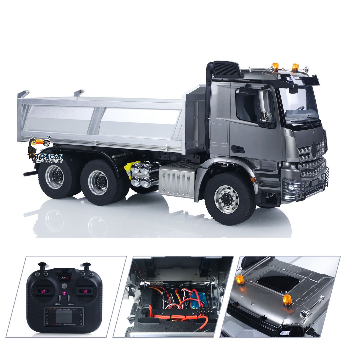 In Stock MD 1/14 6*6 Metal RC Hydraulic Dumper Truck 3348 2025Type 6WD Radio Controlled Tipper Lorry Car Model Metal Chassis 2Speed Gearbox Light Sound ESC Motor