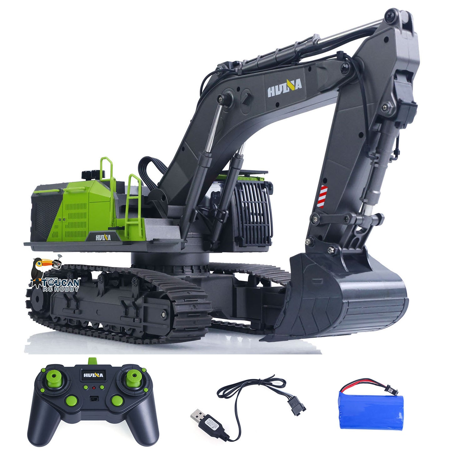 US Stock HUINA 1:14 Scale 593 1593 Toys RTR Truck Model RC Excavator Car Gift Battery 2.4Ghz Remote Control Light Sound