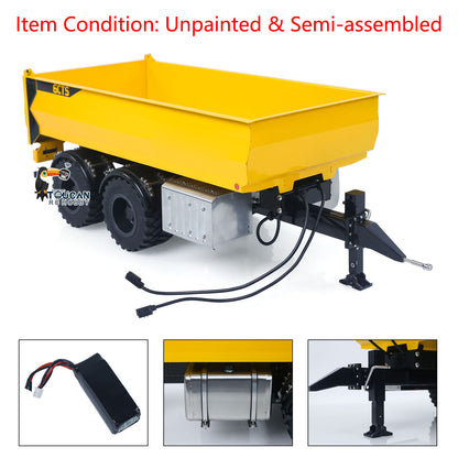 In Stock CUT Model 1/14 Metal 2Axles Hydraulic Dump Trailer KIT for LR914 Radio Controlled Excavator Construction Vehicle RC Digger