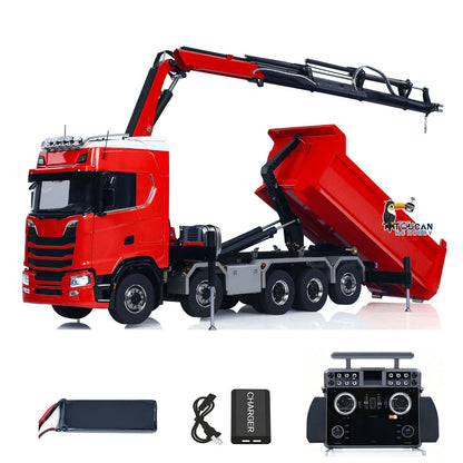 TOUCAN RC HOBBY LXY 770S 10x10 1/14 Hydraulic Crane Dump RC Tipper Car Metal Full Dump Truck RTR Battery Light Sound