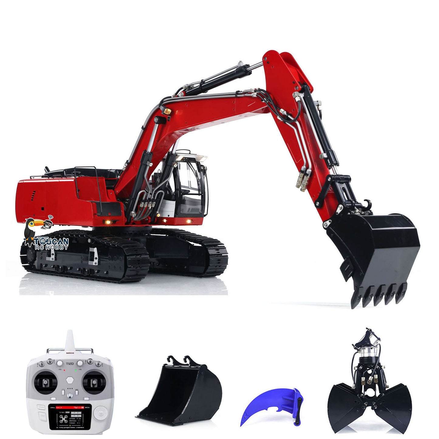 MTMODEL 1/14 946 Metal RC Hydraulic Excavator Wireless Controlled Construction Machine 2 Arms Model Clamshell Bucket Ripper