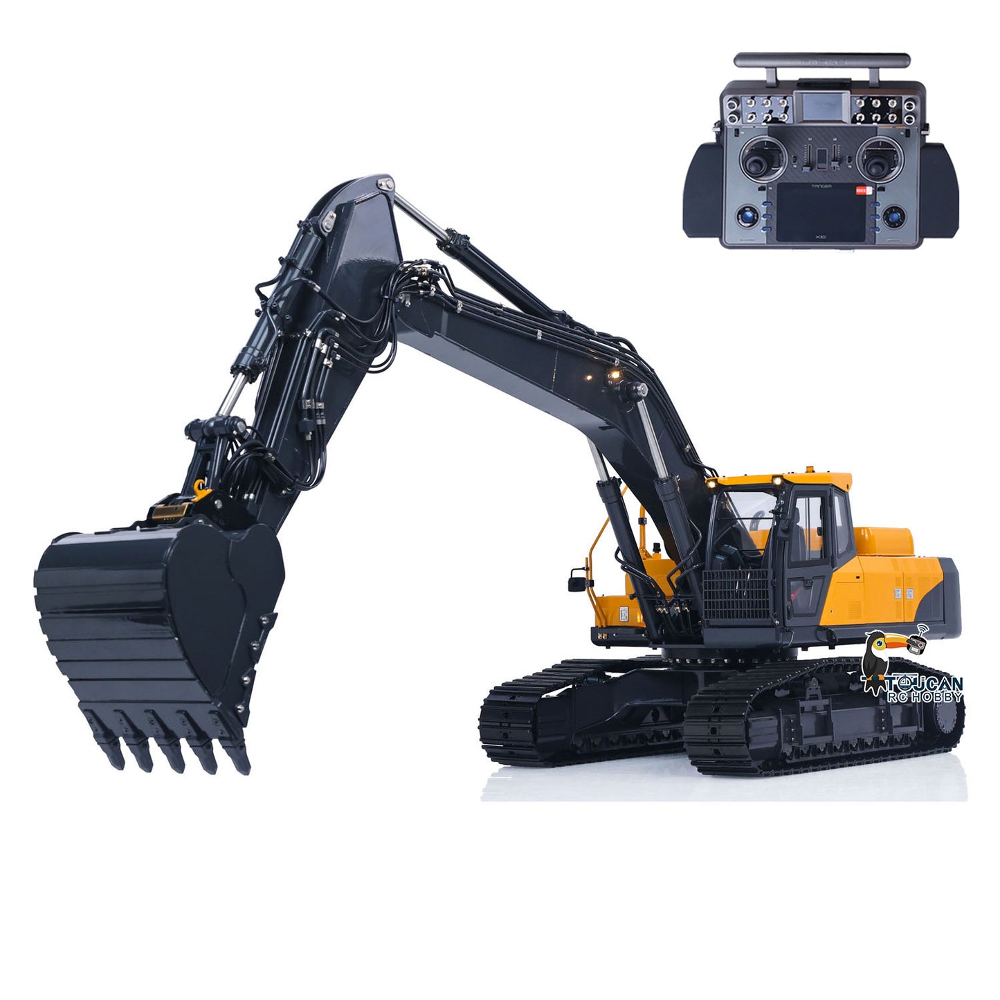 Flash Sale Metal 1/14 Super Frog Remote Control Hydraulic Excavator E400 Pro 9CH Valves RC Digger 35KG Servo 3 Pump Light Sound System