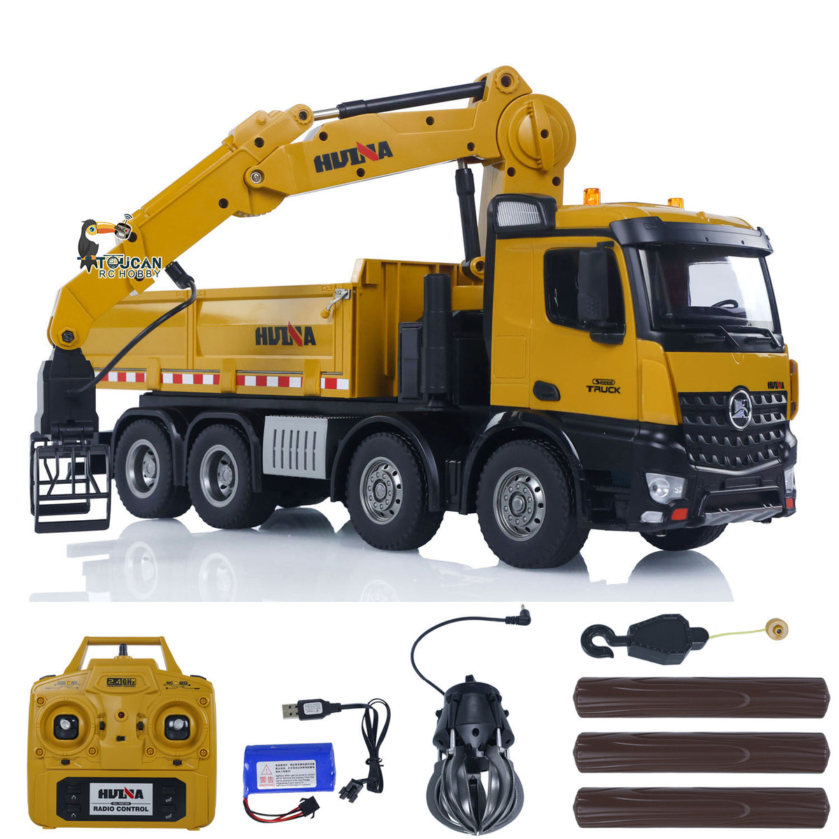 TOUCAN RC HOBBY US Stock HUINA 1538 1/14 RC Timber Grab Truck Dumper Remote Control Model Vehicles 2.4G Radio Battery Electric Car
