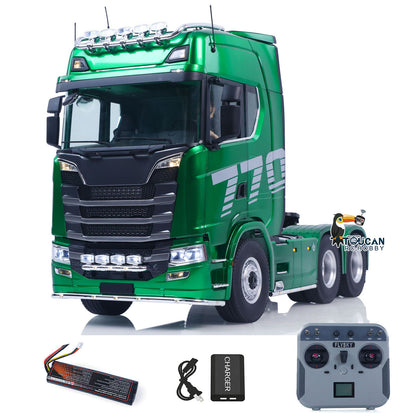 KABOLITE 770S-100 Metal 1/14 RC Tractor Truck RTR 2-Speed Transmission 6x6 Differential Lock Light & Sound System Cab Suspension Electric Windshield Wipers for Trailer Towing