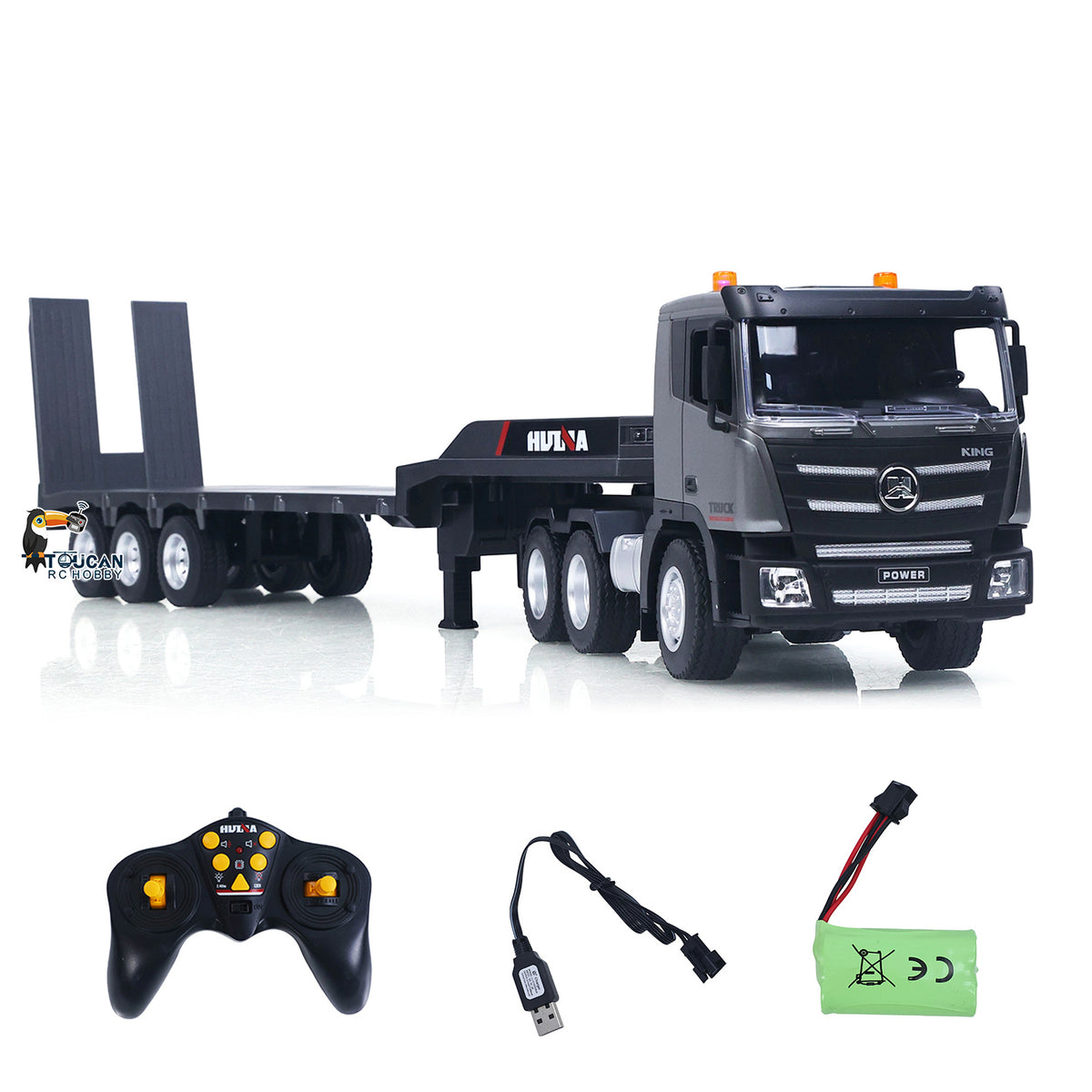 TOUCAN RC HOBBY Huina 1318 1/18 RC Tractor Truck 9CH Remote Control Cars with Flatbed Trailer