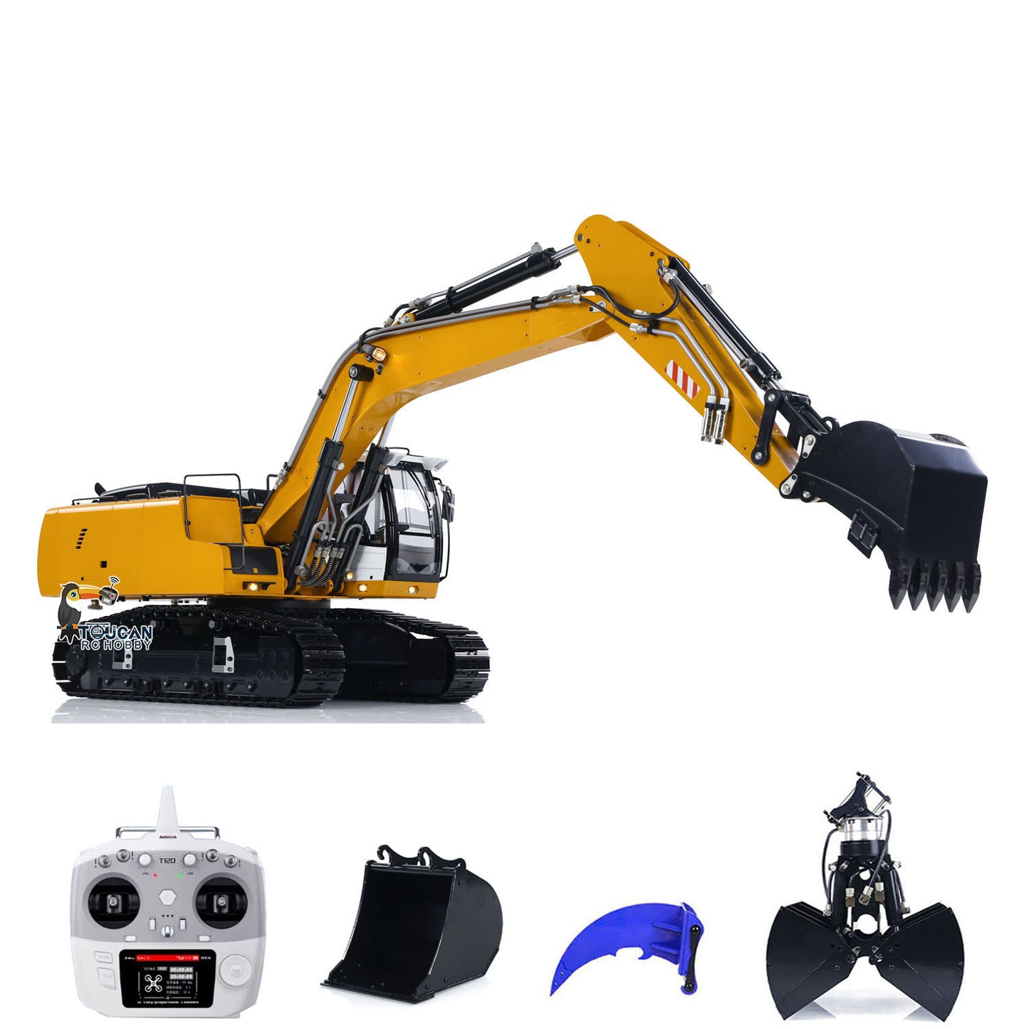 TOUCAN RC HOBBY MTModel 946 1/14 Metal RC Hydraulic Excavator Remote Control Engineering Vehicle 5CH Directional Valves Clamshell Bucket Ripper