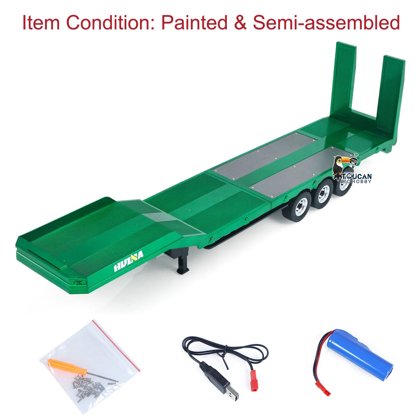 Fast Free Shipping for EU HUINA 1/18 Plastic Flatbed Semi Trailer 1502 for Radio Controlled Tractor Truck 1501 Electric Support Legs Battery No Light