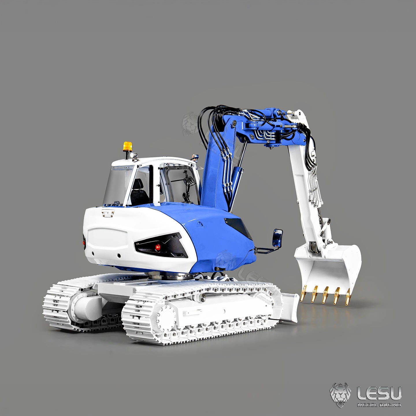 LESU 1/14 Metal RC Hydraulic Excavator MC15 4Arms Remote Control Digger 15MC 9 Valves Dual Pumps Light Sound PL18EV Lite