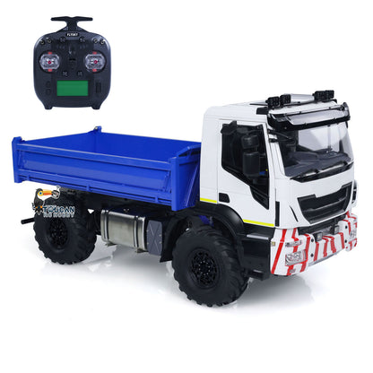 MODO 1/14 Metal 4x4 RC Hydraulic Dump Truck PNP Tipper Vehicle FlySky ST8 Controller Light Sound System Optional Spotlight Snow Blade for Construction Model Collectors