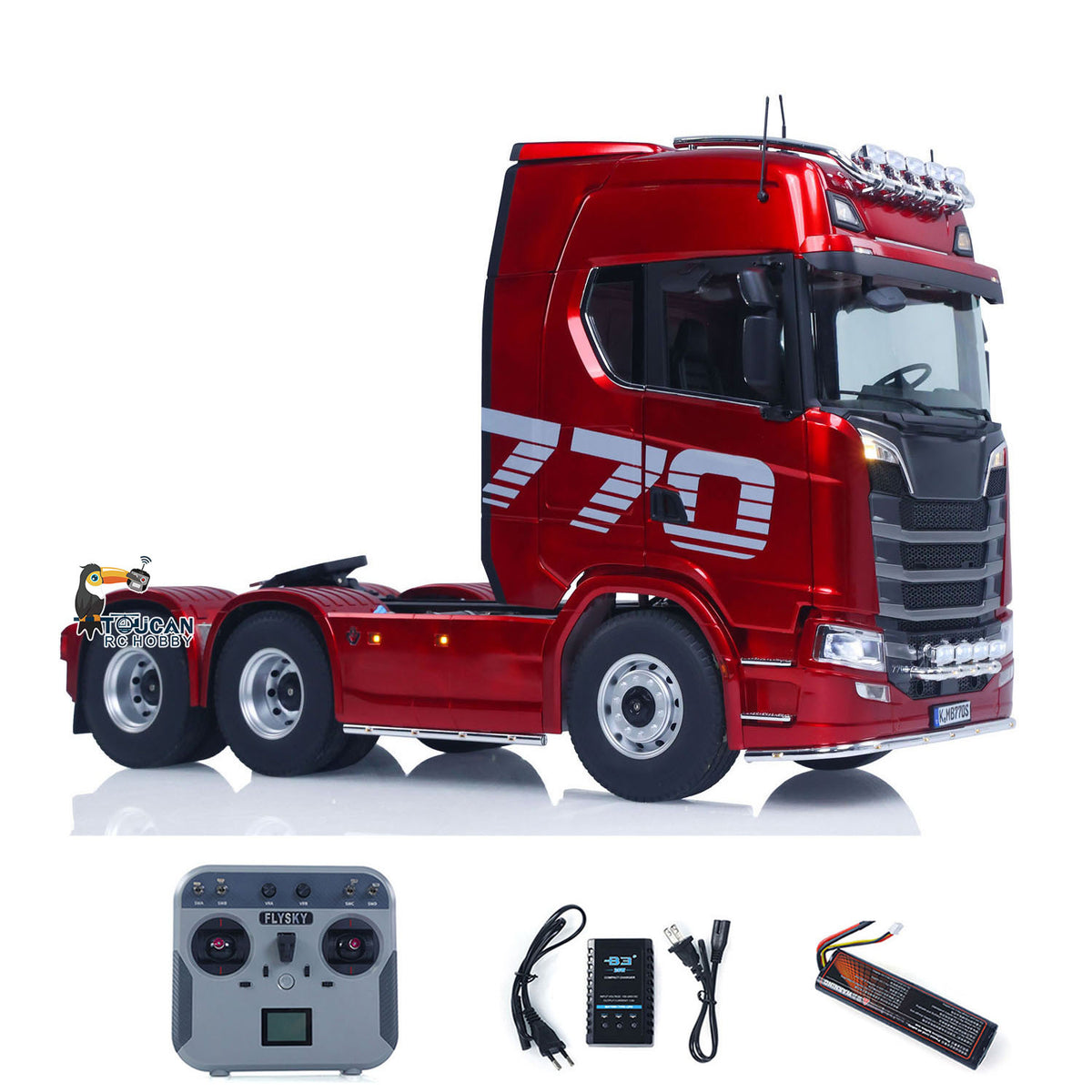 TOUCAN RC HOBBY KABOLITE Metal 1/14 770S 100 RC Tractor Truck 6x6 Remote Control Lorry RTR Car Model 2Speed Gearbox Differential Lock Battery Radio System Light Sound