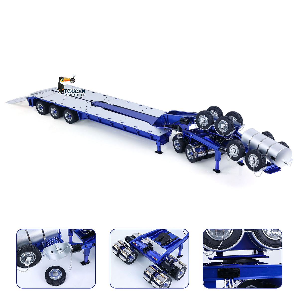 In Stock TOUCAN RC HOBBY JDModel 1.5M Metal Drake Trailer Lowboy Semi Trailer JDM-2 for 1/14 RC Tractor Truck DIY Remote Controlled Truck Construction Vehicle Hobby Models