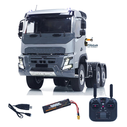 Double E 1/14 6X4 Remote Control Tractor Truck FMX RC Model Vehicle 2Speed Metal Gearbox Chassis Rail Openable Door HotRC Radio