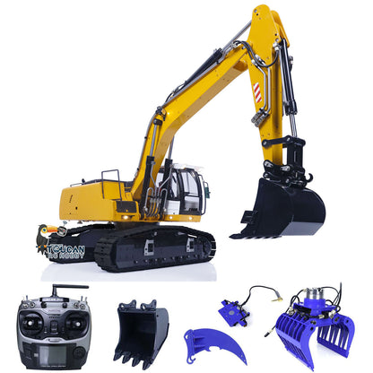 Remote Controlled Excavator 1/14 Scale 946 9CH Tracked Digger Two-Section Arm Metal Grab Bucket Ripper Light Motor ESC Cylinders