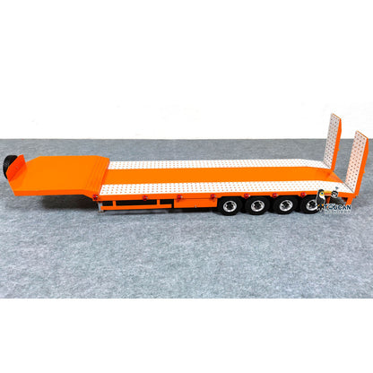 1:14 4-axle Metal Trailer for RC Tractor Car Trucks Electric Tailgate Legs Painted Assembled DIY Model Battery