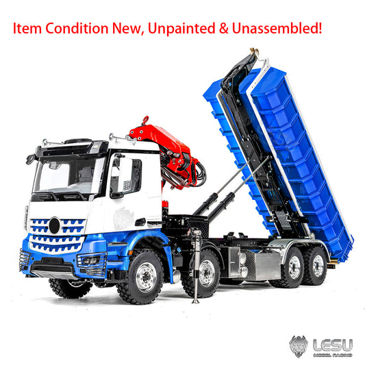 TOUCAN RC HOBBY LESU Z0122 1/14 8x8 Hydraulic Roll Off RC Dumper Truck with Telescopic Hook Arm 7CH Valve Crane 3 Speed Gearbox Differential Lock Light Sound