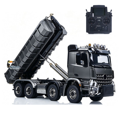 Toucanhobby 1/14 Remote Control Metal Hydraulic Roll On Off Dump Truck 8*8 5 Valves RC Full Tipper 3Speed Gearbox Hobbywing 1060 Brushed ESC Differential Locks
