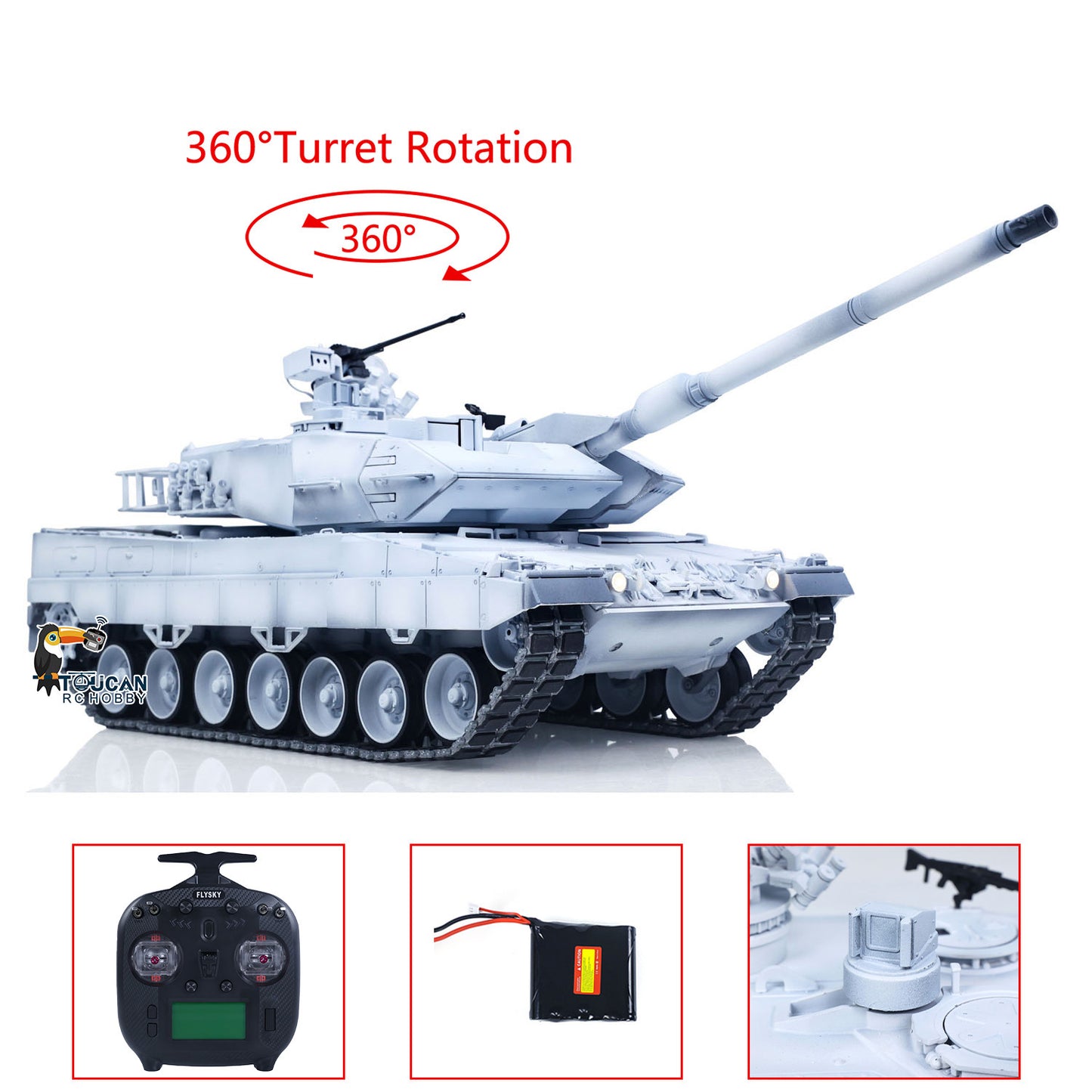 Flash Sale TOUCAN 1/16 Metal RC Tank 3889 German Leopard A6 Turret Electric Periscope 360 Rotation Barrel Recoil Elevation Battery RTR