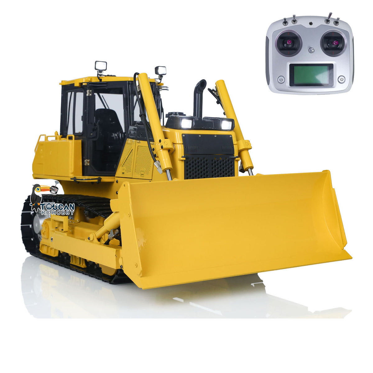 TOUCAN RC HOBBY JZModel 1/12 RC Metal Hydraulic Bulldozer D65EX Radio Controlled Heavy Machine Model Emulated Construction Car I6S Light Sound