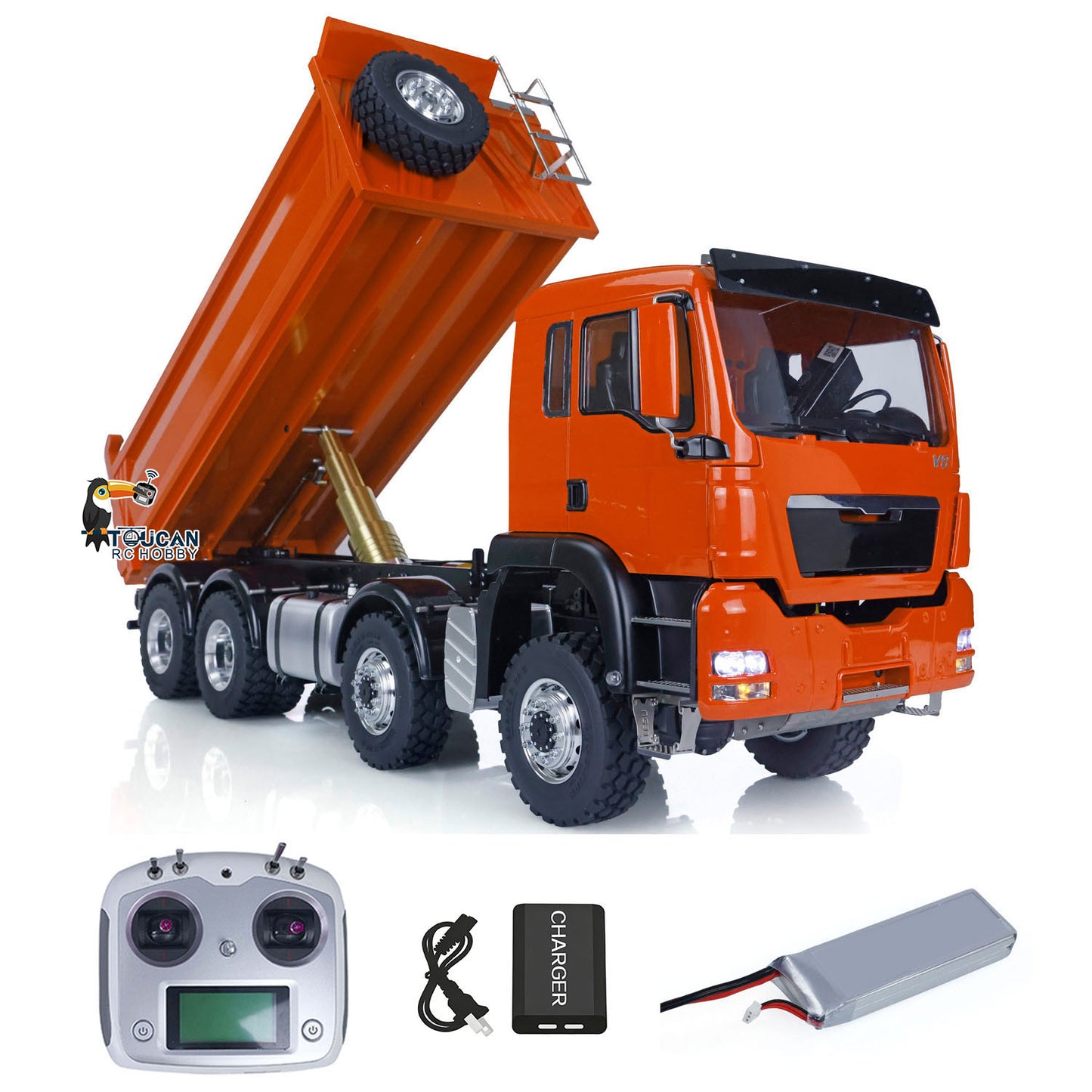 Customized LESU 1/14 8x8 Hydraulic RC Dumper Truck RTR Remote Controlled Tipper Simulation Model DIY Car Model Motor Servo ESC