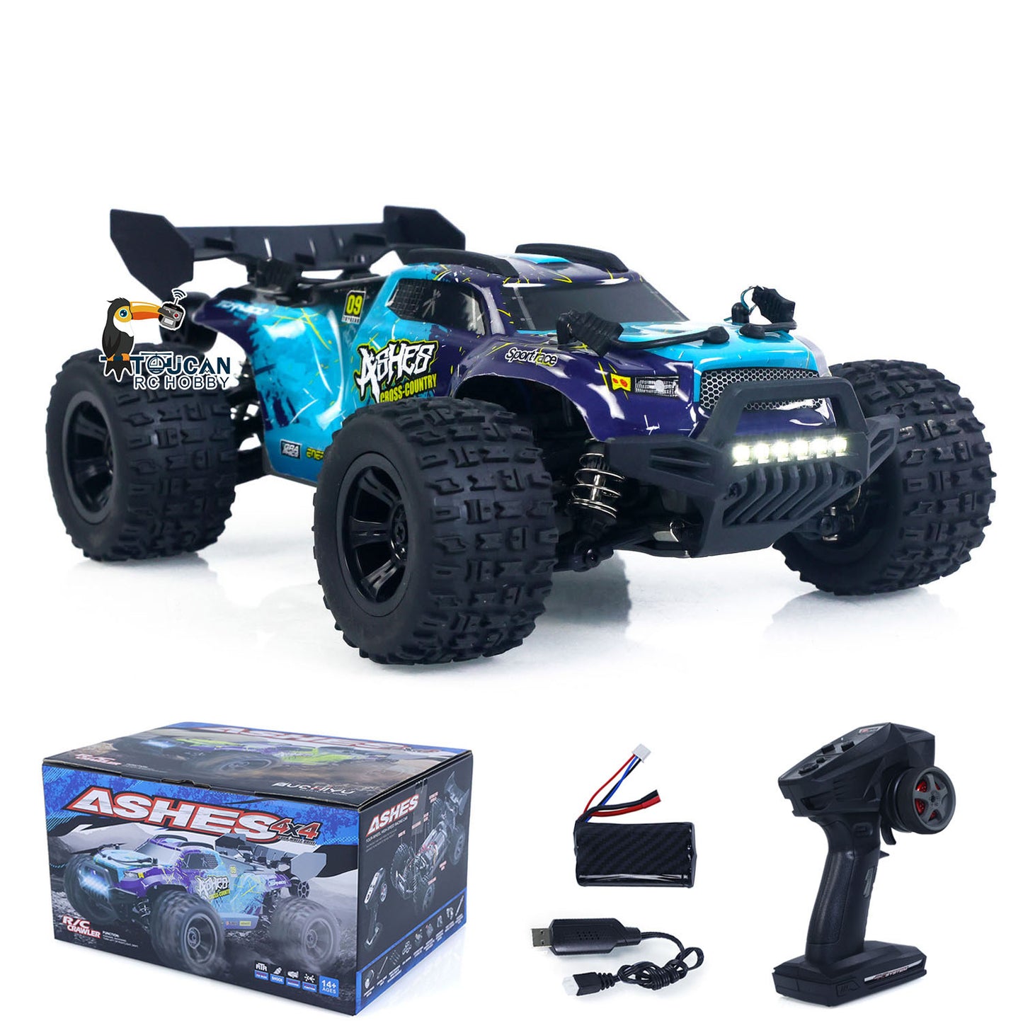 Fast Free Shipping for EU SCY 18101 Muti-Terrain 1/18 2.4GHz Sync Remote Control Off Road Vehicle PVC Body RC Electric Big Tire Truck Wheelie Bar LED Light