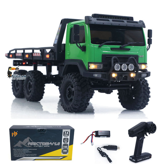 US Stock 1/18 Remote Control Flatbed Truck 6*6 Electric RC Off Road Vehicle Model Metal Chassis Gear Light System Flysky Radio No Sounds