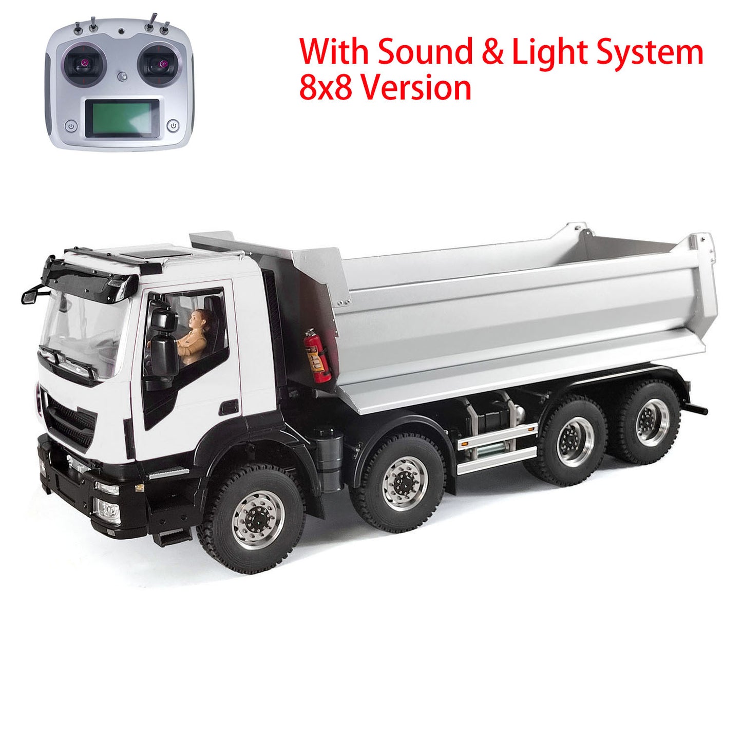 1/14 8x8 Metal Hydraulic RC Dump Truck Remote Control Tipper Car Sound Lights Assembled Painted Model ESC Motor Servo