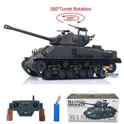 US Stock 1/16 Remote Control Tank Sherman M4A3 E8 Fury Edition IR BB Barrel Elevation Smoke Unit Metal Chassis Road Wheels 360 Rotation