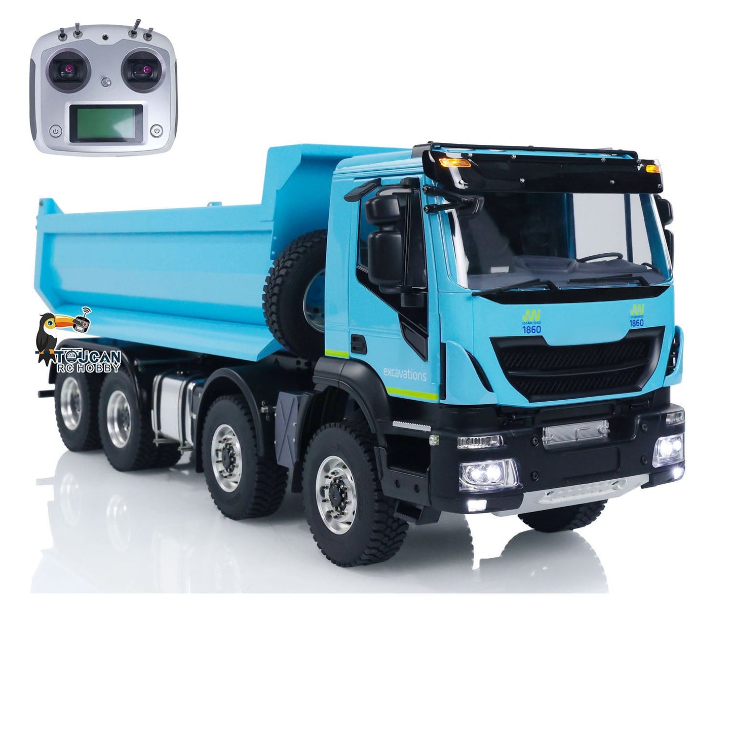 1/14 8x4 Metal Hydraulic RC Dump Truck 2-speed Radio Control Tipper Car Simulation DIY Model Painted ESC Servo Motor