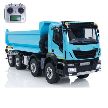 1/14 8x4 Metal Hydraulic RC Dump Truck 2-speed Radio Control Tipper Car Simulation DIY Model Painted ESC Servo Motor