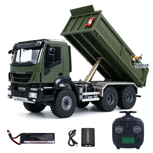 TOUCAN RC HOBBY MODO 1/14 6*6 Metal Radio Control Hydraulic Dump Truck 2-Speed Gearbox RC Tipper Model Differential Locks Radio Light Sound System