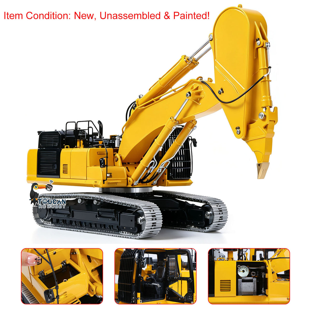 TOUCAN RC HOBBY LESU PC500 1/14 Metal Hydraulic RC Crawler Excavator B0020 Remote Control Rock Arm Digger KIT Model with Brushless Motor ESC Light 3CH Valve