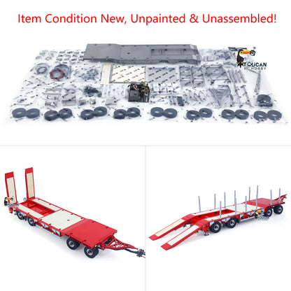 LESU A0049 1/14 Metal 4-Axle Hydraulic RC Trailer Model with Lifting Tailboard Brushless ESC 2CH Valves for RC Tractor Trucks